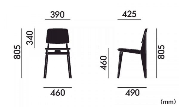 Chaise Tout Bois ダークオーク 46cm