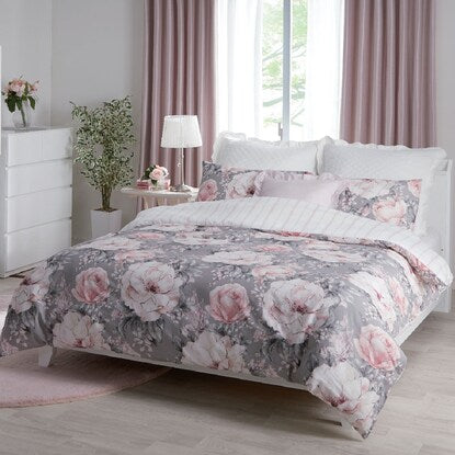 Easy-to-use stringless duvet cover, single size (N-Grip, Peony, S)