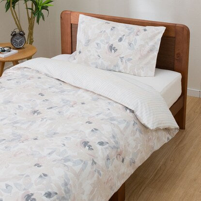 Easy-to-use stringless duvet cover, single size (N-Grip PT33 Flower GY S)