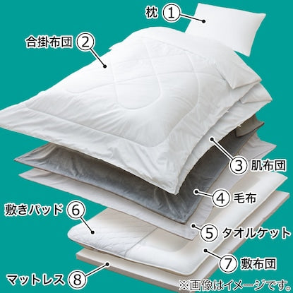 All-in-one dust mite-proof bedding set (8 pieces) without cover, semi-double (S2307 SD)