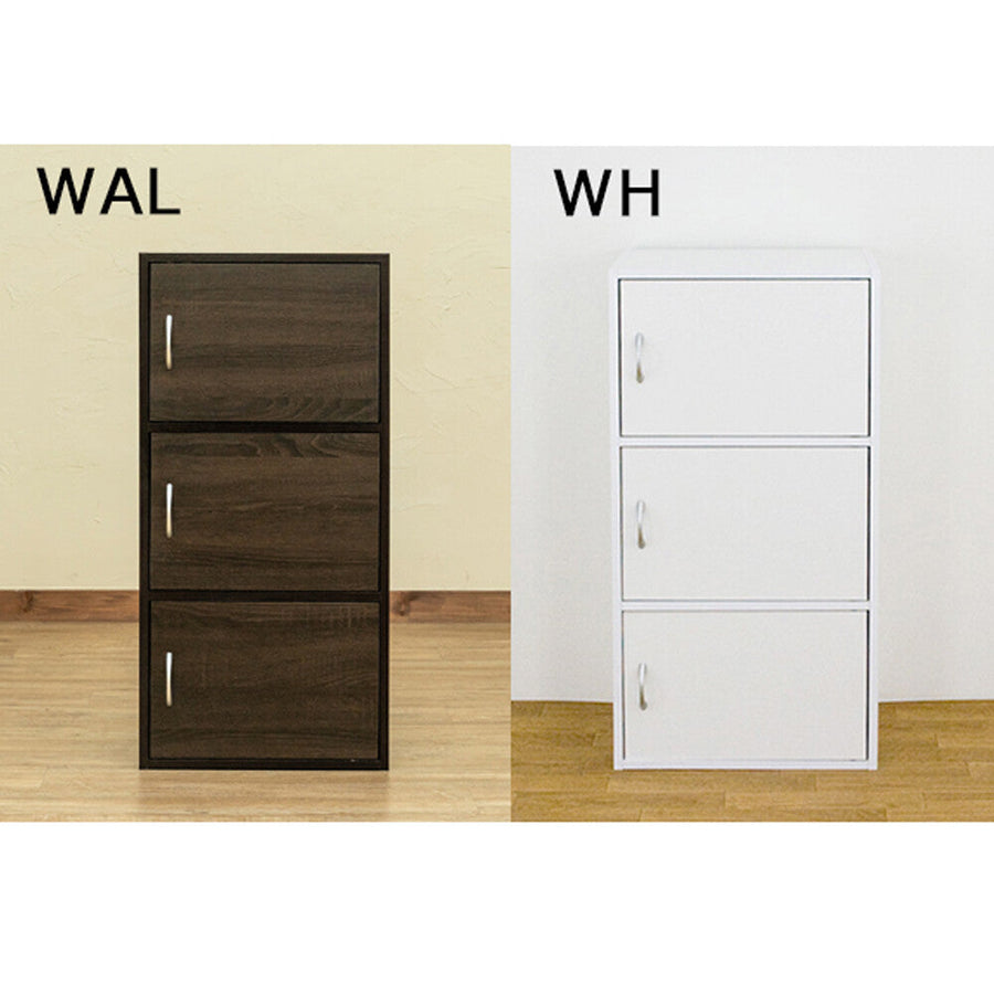 Basic design wooden 3-tier/4-tier rack with doors
