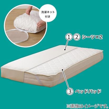 Bed pad &amp; multi-purpose sheet 3-piece set Double (Yomoukon D B2201)