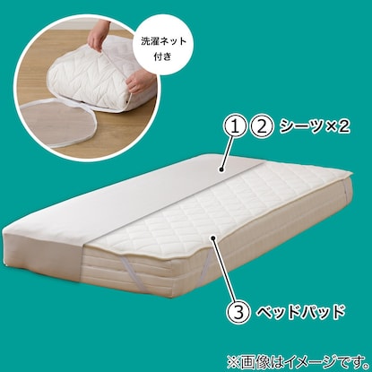 Bed pad &amp; multi-purpose sheet 3-piece set, double (Yomoukon D GY B2201)