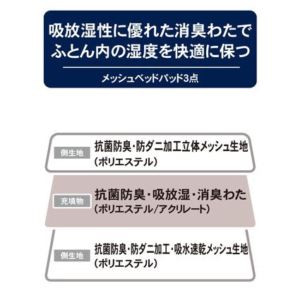 両面使えるベッドパッド＆のびのびマルチすっぽりシーツ３点セット クイーン（BE Q B2202 メッシュパッド）