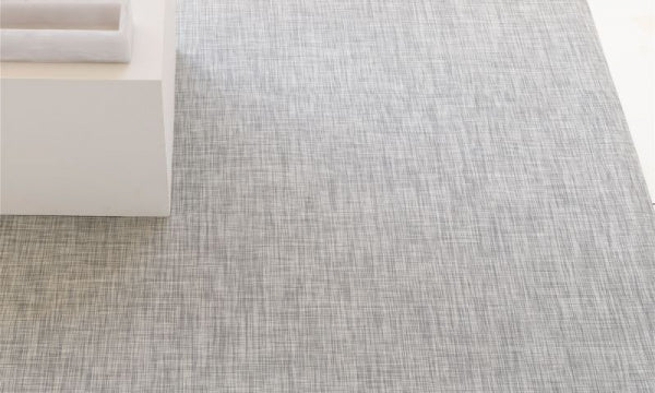 フロアマット 59×92cm バスケットウィーブ ホワイトシルバー