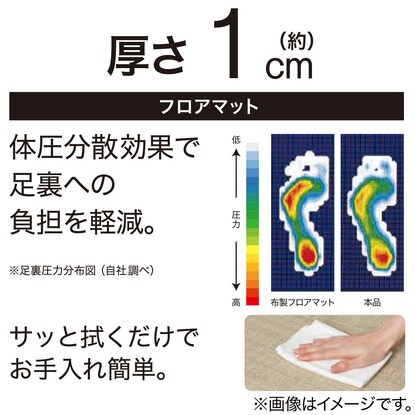 拭けるキッチン用クッションフロアマット（タイルGY 45X60 JQ03）