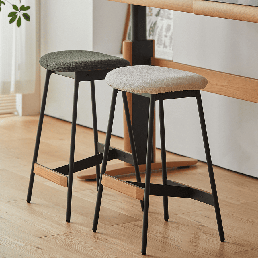 Cherry wood steel leg counter chair