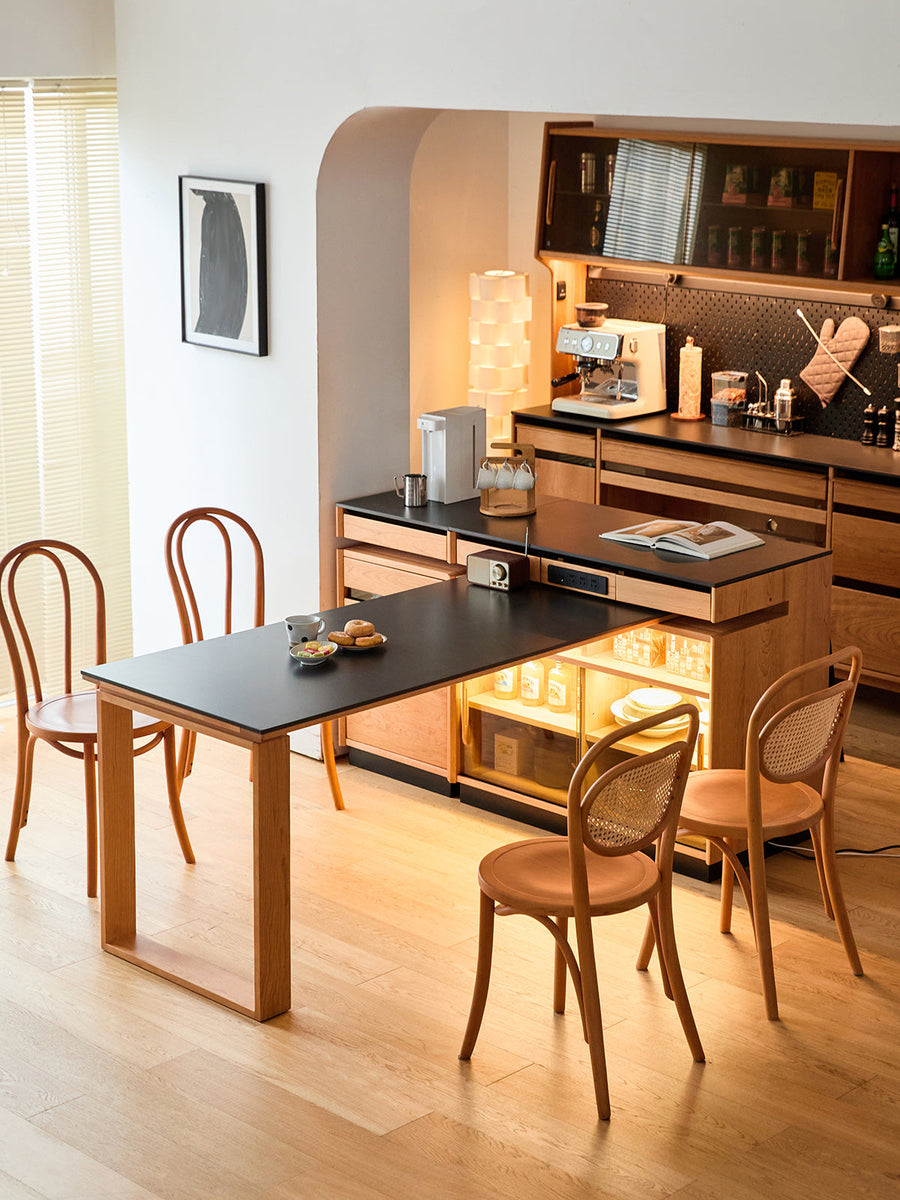 Cherry wood dining table with sideboard