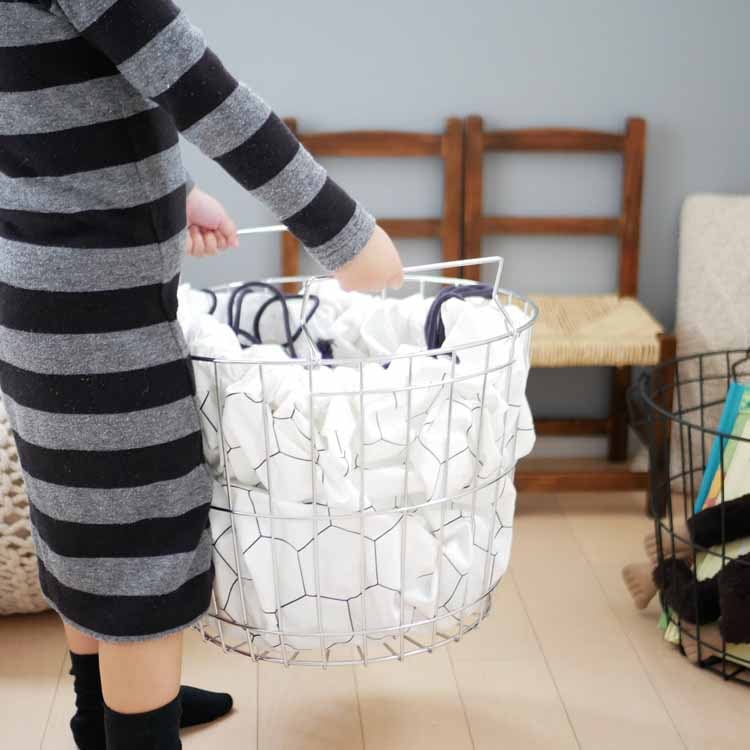 Stacking Basket Round L Silver