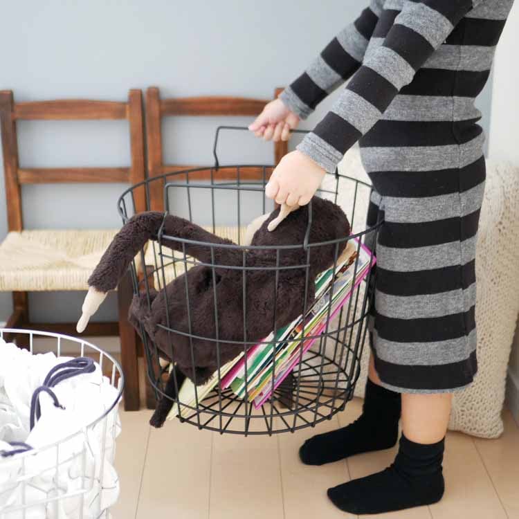 Stacking Basket Round L Black