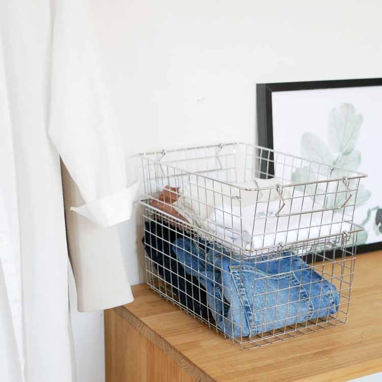 Stacking Basket L Silver
