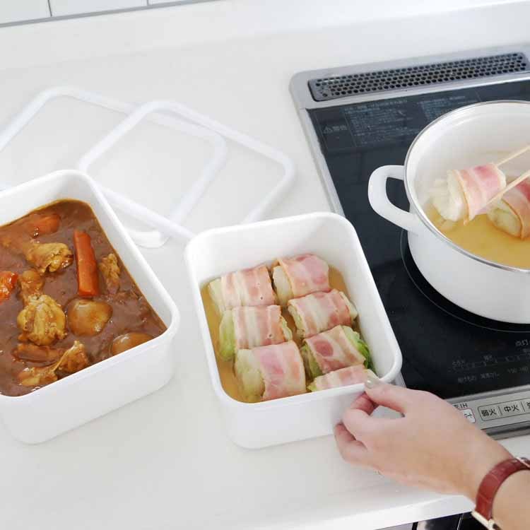 konte 深型角容器 M リリーホワイト KE-DM LW 富士琺瑯ハニーウェア コンテ (1.12L) HoneyWare
