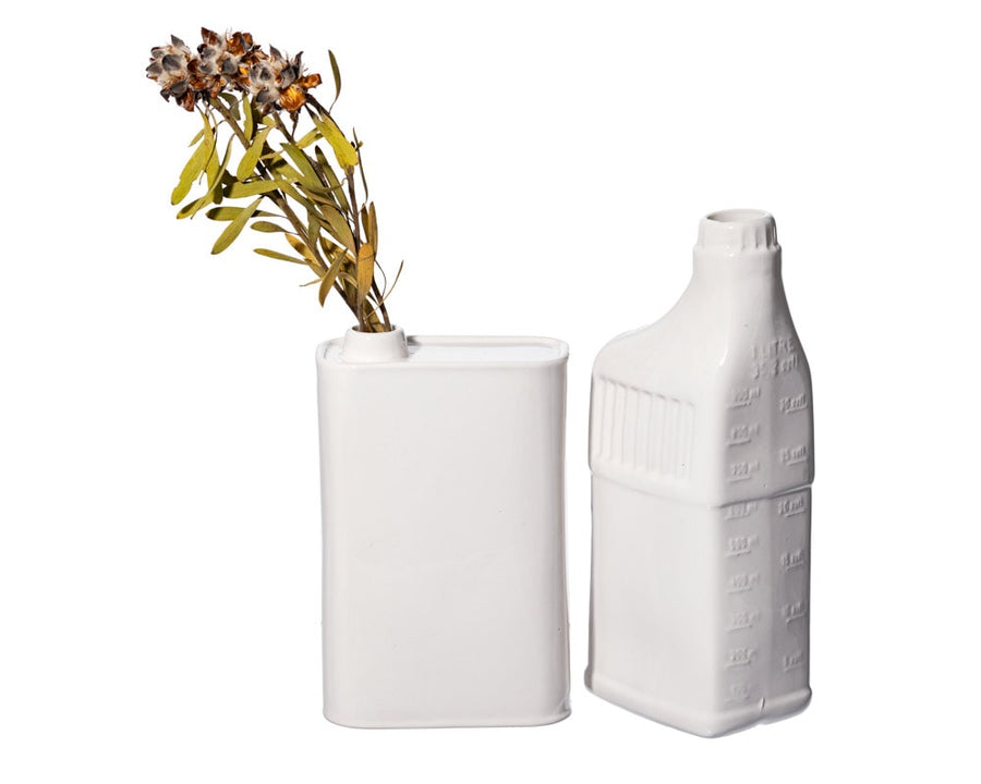 OIL CAN BOTTLE SHAPED FLOWER VASE