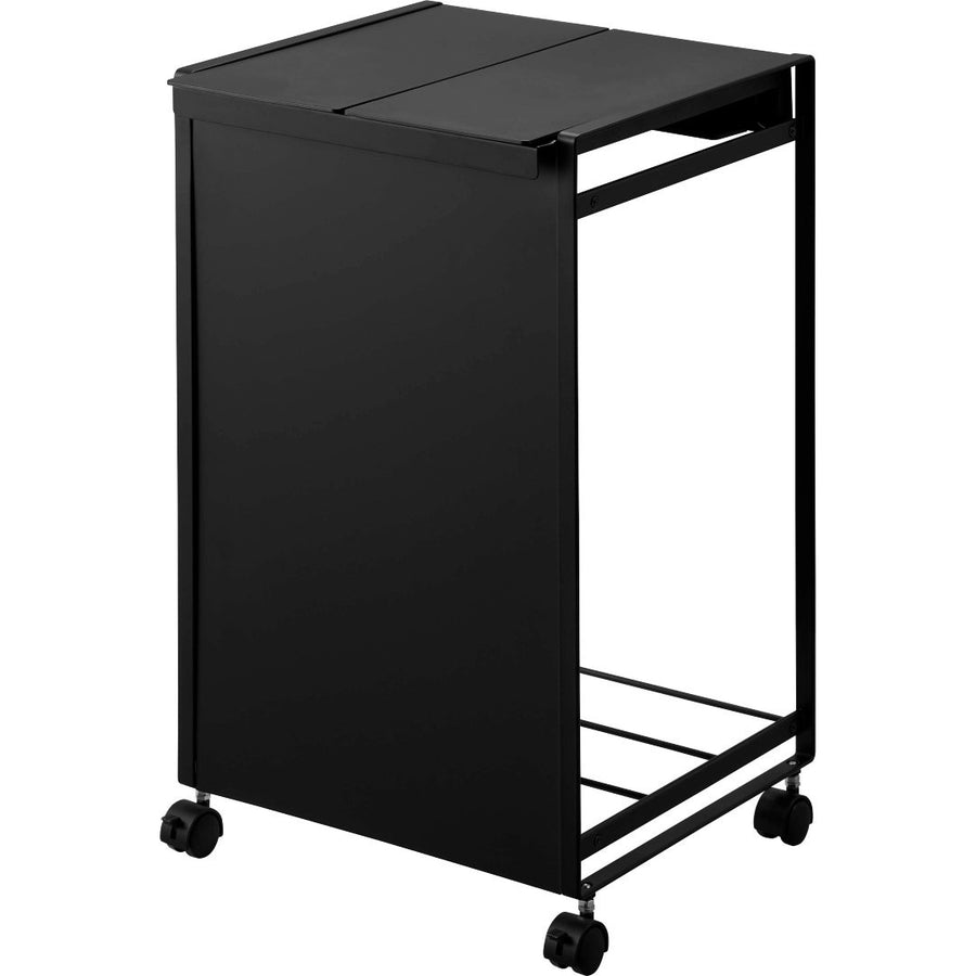Tower lidded blindfolded trash cart with 2 compartments