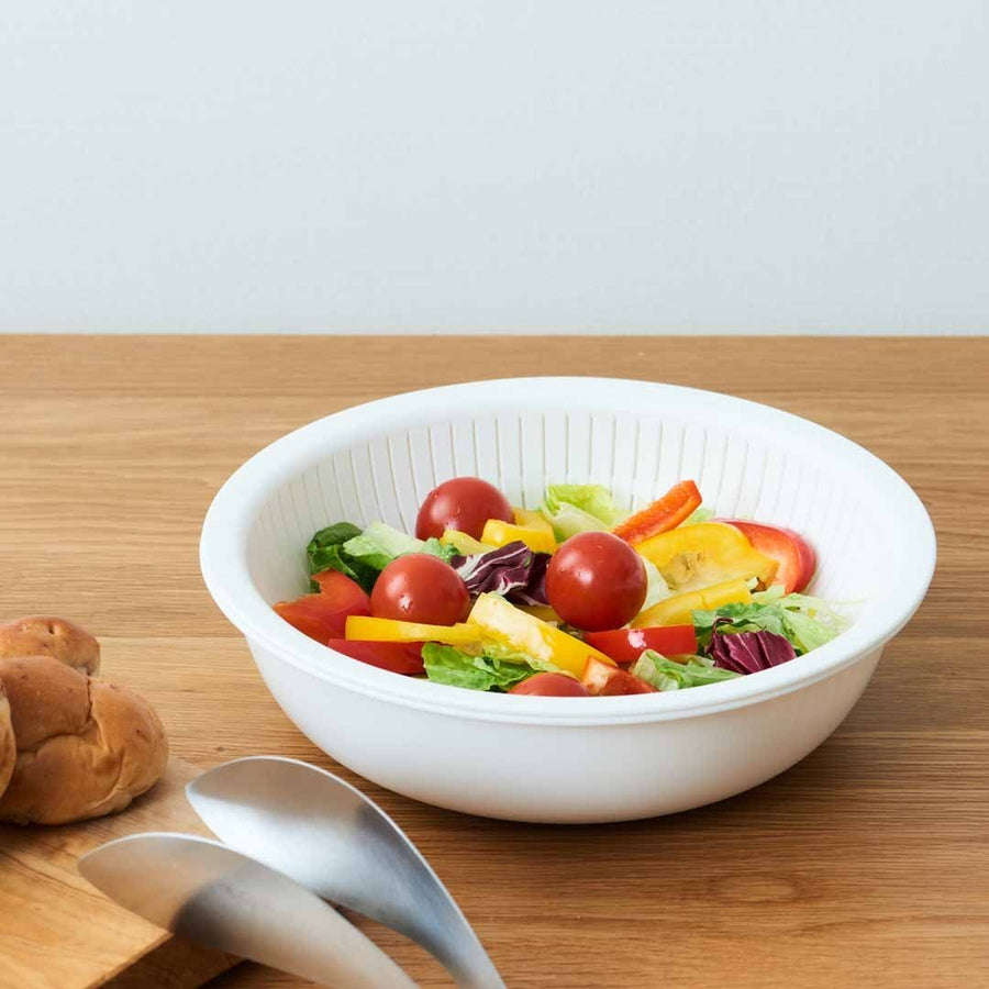 White Colander, Shallow Bowl, and Plate Set (Can also be used for washing rice)