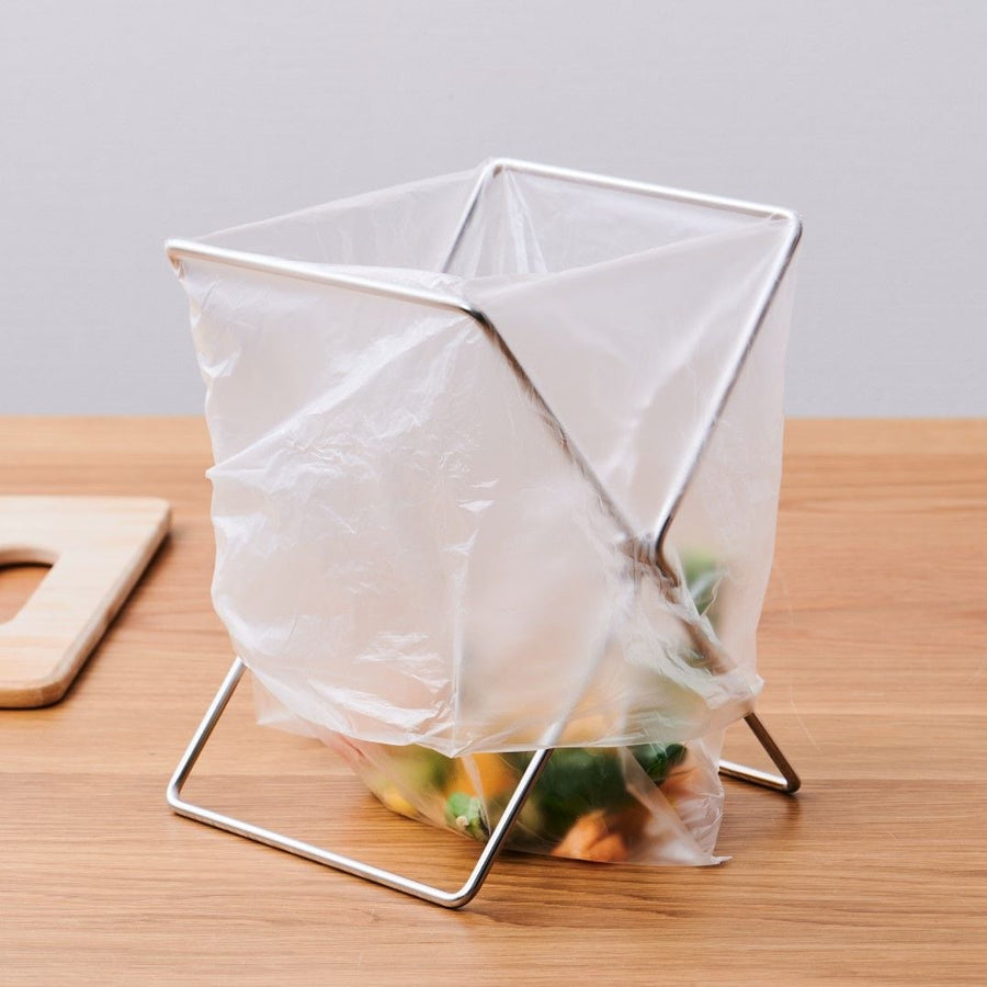 Openable plastic bag stand