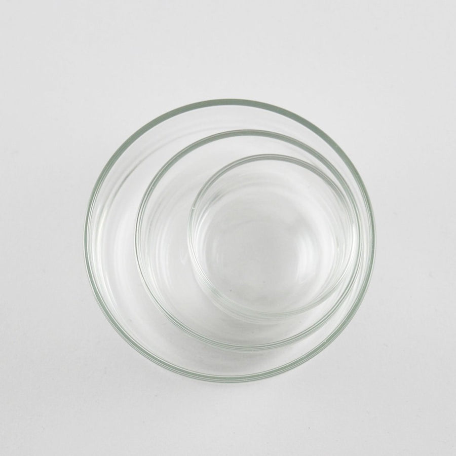 Set of 3 stackable crown glass condiment dishes