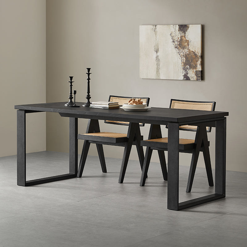White Ash Black Square Dining Table