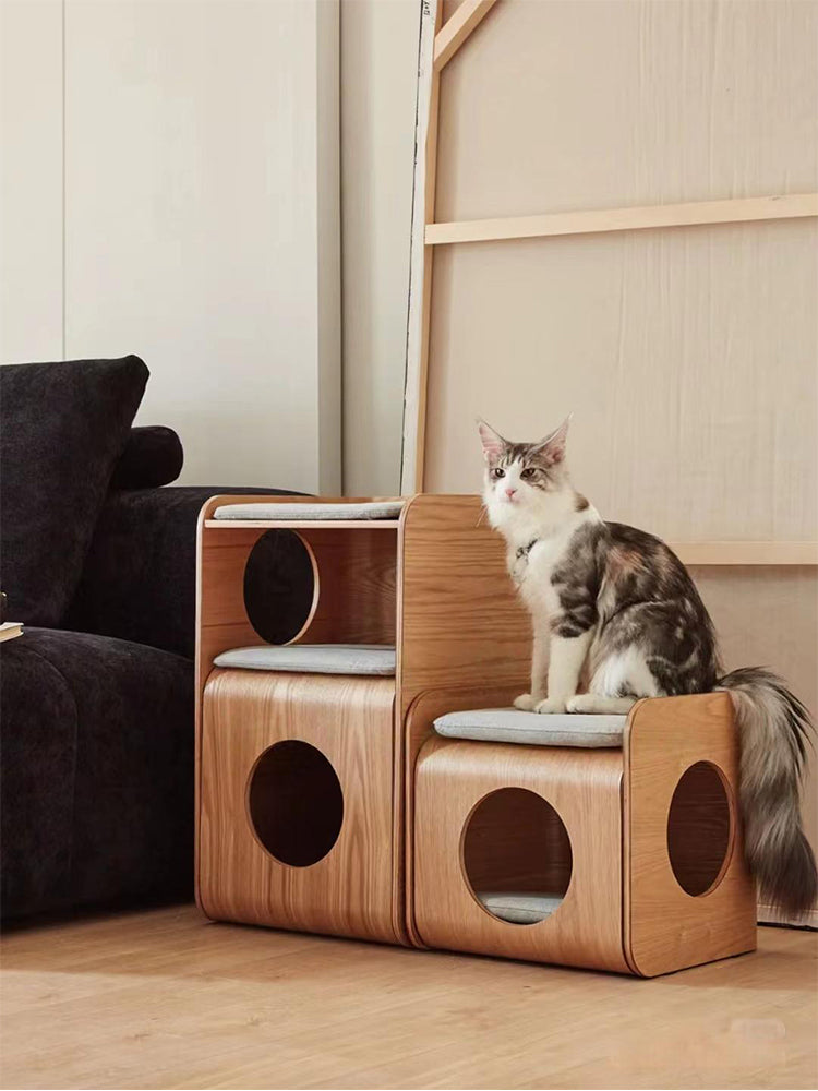 Wooden Dome Cat House Side Table