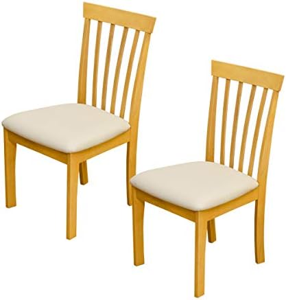 Basic design wooden dining chairs, set of 2