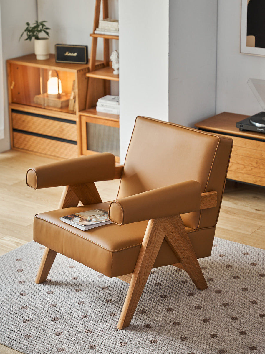 Wood Arm Square Sofa Chair