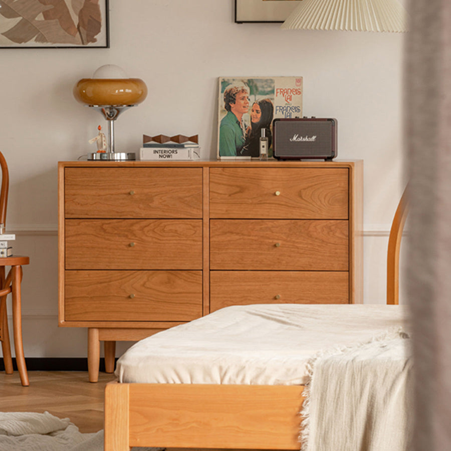 Wooden 6-compartment chest