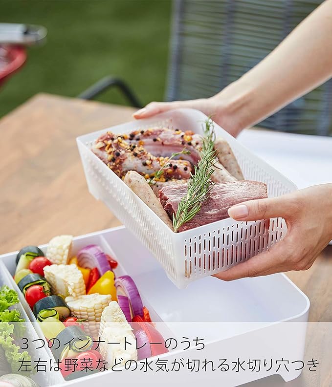 Tower Tabletop Draining Tray with Lid, Square, White, Refrigerator Storage, Convenient for Hot Pots and Barbecues