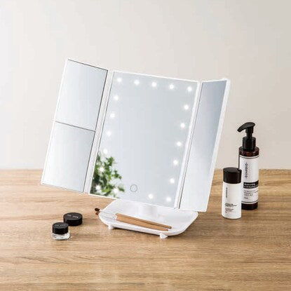 LED 3-sided table mirror Pieri (white)