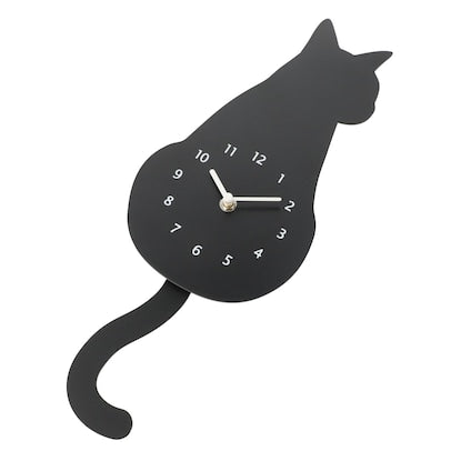 Moving tail wall clock black cat