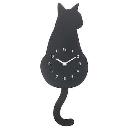 Moving tail wall clock black cat