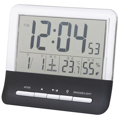 Radio-controlled digital clock (black 001LT)