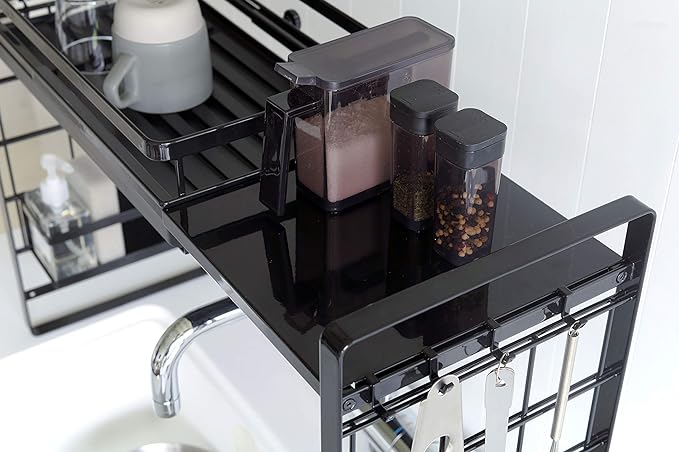 tower Over-the-sink extendable system rack tray S black, freely combinable, storage rack, storage tools, easy to install