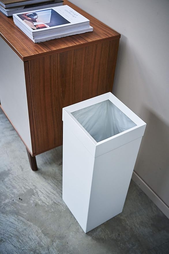 tower trash can, square, long, white, trash can, dust box, slim