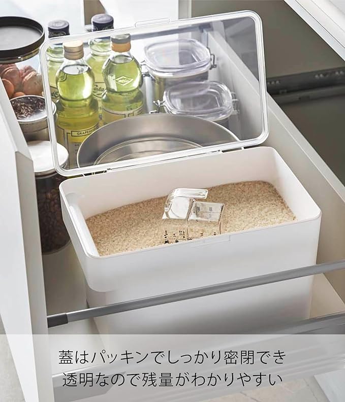 Tower Airtight Under-Sink Rice Container, 5kg, Measuring Cup Included, White, Holds all the rice neatly to the last drop