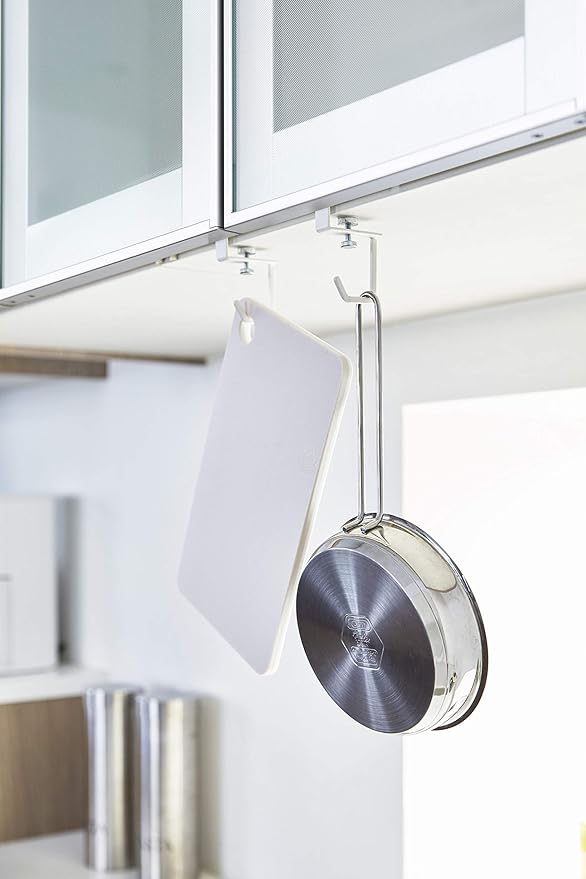 PLATE Under Cupboard Hanger Set of 2 White Hanging Shelf Hooks