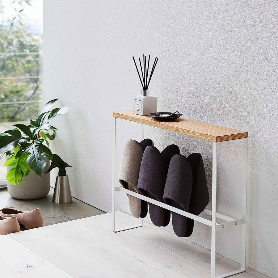 Tower slipper rack with top, white