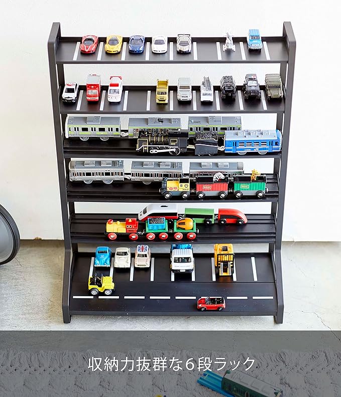 Tower Minicar &amp; Rail Toy Rack Black Collection Stand Double-sided