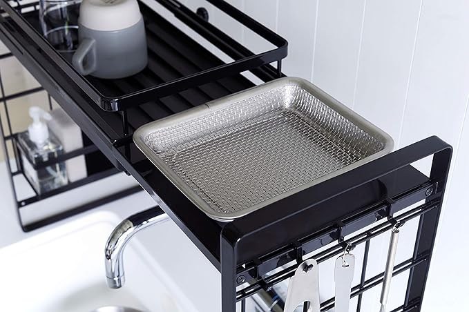 tower Over-the-sink extendable system rack tray S black, freely combinable, storage rack, storage tools, easy to install