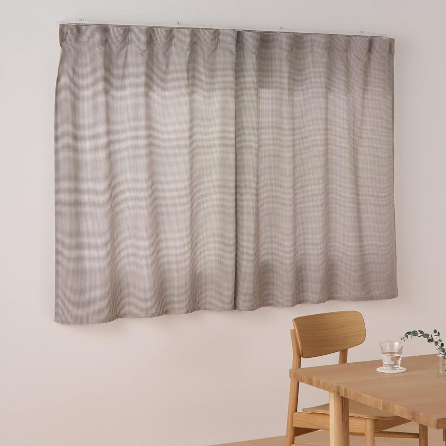 Recycled polyester non-pleated curtains, brown