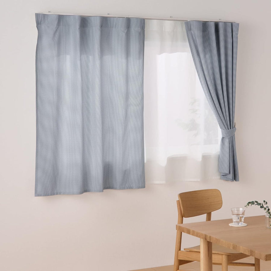 Recycled polyester non-pleated curtains, blue