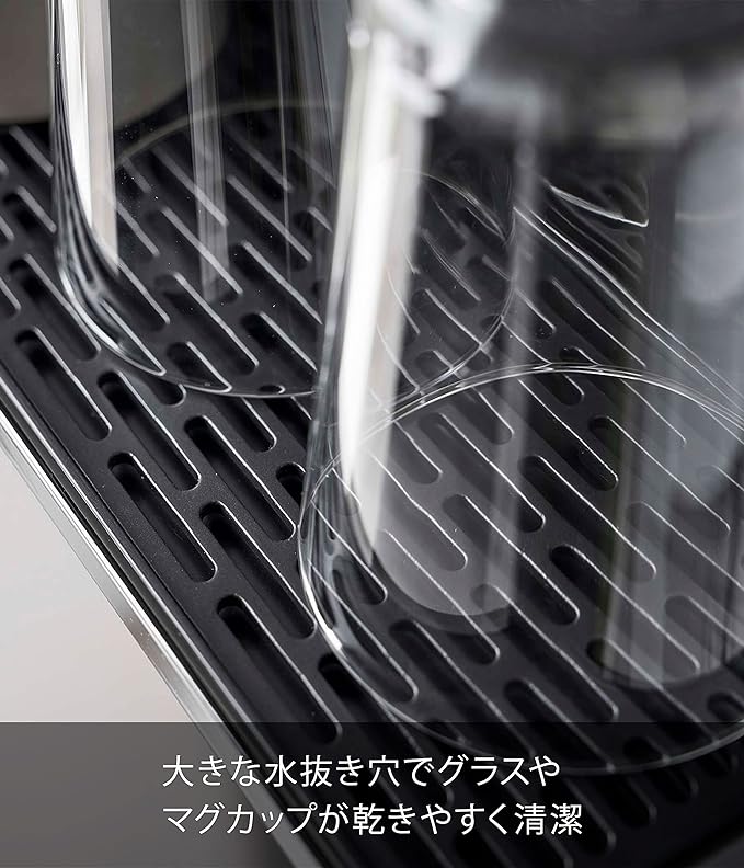 Tower Water Server Side Magnetic Glass Stand Black with Water Tray, Disassembles and Washes, Easy Installation