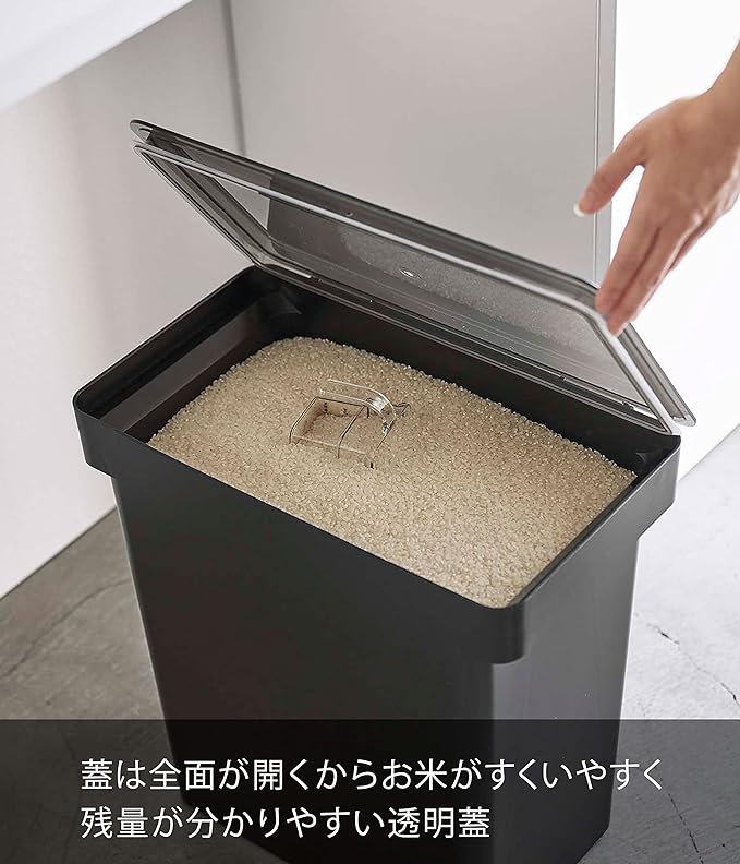 Tower airtight rice container, 20kg, measuring cup included, black, moisture and oxidation prevention, with casters