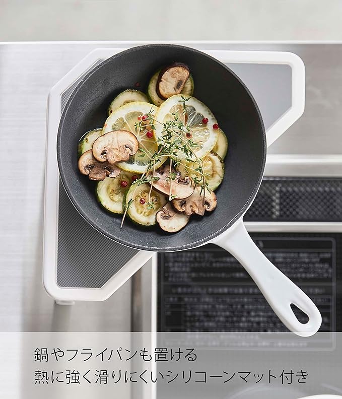 PLATE 排気口カバー 上 コンロコーナーラック ホワイト 高さがある コンロ ラック コンロ奥ラック