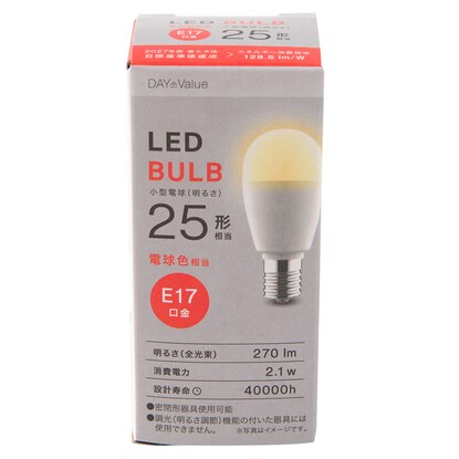 LED bulb (E17 base, 25W equivalent, LEE25WS-L)