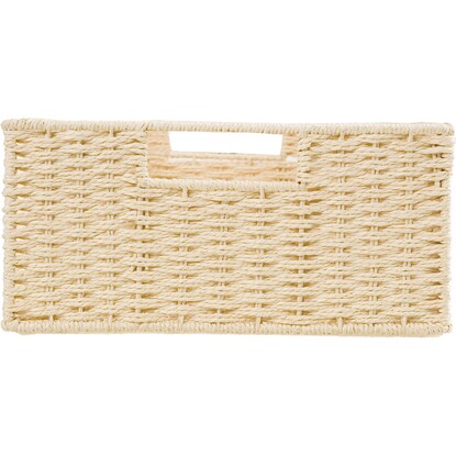 Hand-woven Paper Basket, Lyra 3, Half Horizontal, Natural