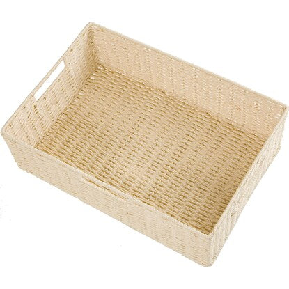 Hand-woven Paper Basket, Lyra 3, Half Horizontal, Natural