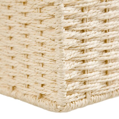 Hand-woven Paper Basket, Lyra 3, Half Horizontal, Natural