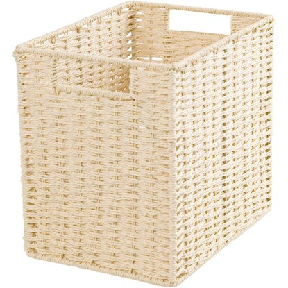 Hand-woven Paper Basket, Lyra 3, Half Vertical, Natural