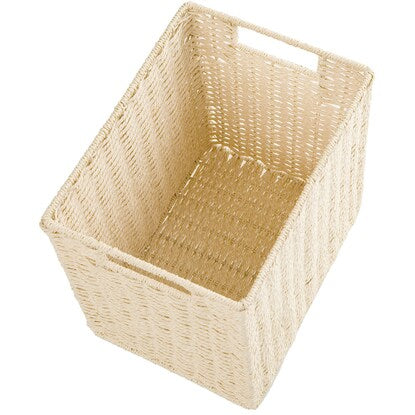 Hand-woven Paper Basket, Lyra 3, Half Vertical, Natural