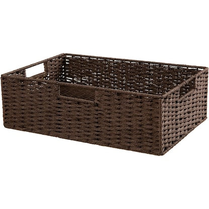 Hand-woven Paper Basket, Lyra 3, Horizontal Half, Dark Brown